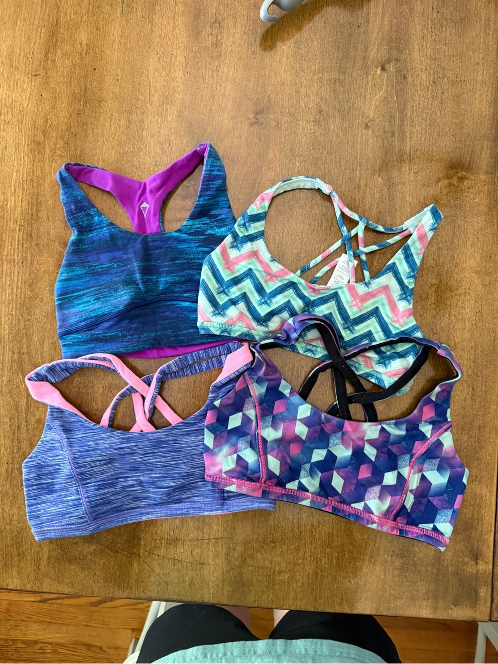 Ivivva Girls Purple Teal Pink Patterned Sports Bras Set